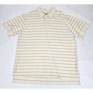 LL Bean Polo Shirt Tan‎ & Navy Striped. Men's Size XL.